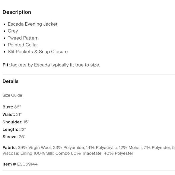 NWOT Escada Tweed Jacket - Picture 10 of 10